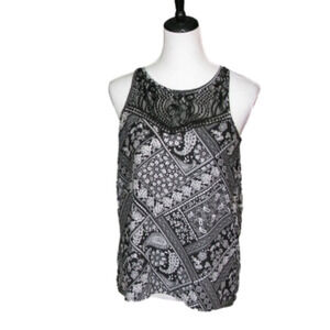 IZ Byer Black/White Paisley Sleeveless Blouse Size Medium